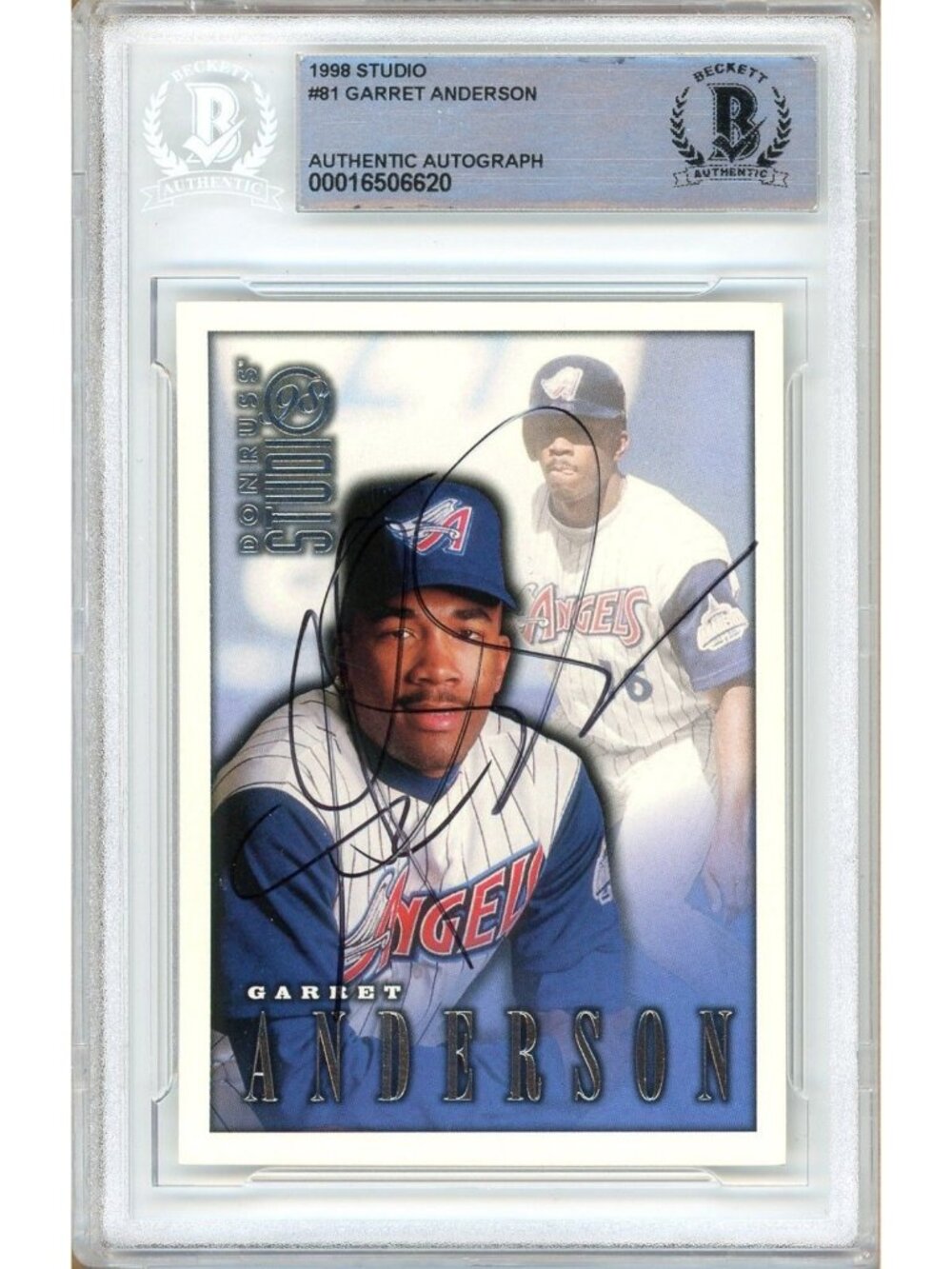 Garret Anderson Signed 1998 Donruss Studio #81 Anaheim Angels BAS Slabbed Auto